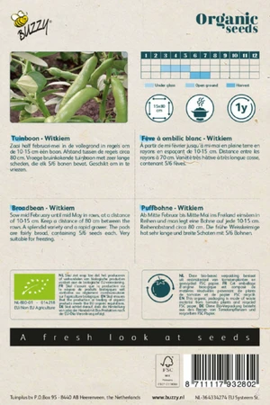 Buzzy® zaden - Organic Tuinbonen Witkiem (BIO) - afbeelding 2
