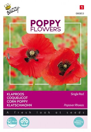 Buzzy® zaden - Poppy Flowers - Klaproos Rhoeas Rood - afbeelding 3