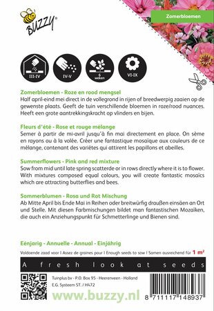 Buzzy® zaden - Zomerbloemen Roze en rood mengsel - afbeelding 2