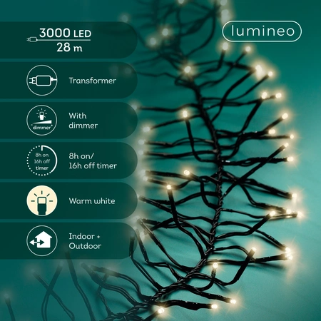Clusterverlichting - Lumineo - 3000 lampjes warm wit