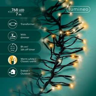 Clusterverlichting - Lumineo - 768 lampjes warm wit/klassiek warm - afbeelding 3