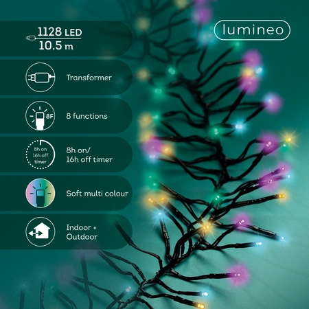 Clusterverlichting Twinkle - Lumineo - 1128 lampjes soft multi color - afbeelding 2