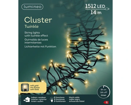 Clusterverlichting Twinkle - Lumineo - 1512 lampjes soft gold - afbeelding 6