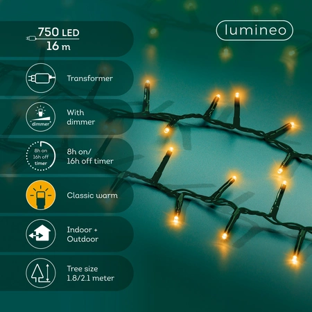 Compact LED Lights - Lumineo - 750 lampjes klassiek warm - afbeelding 2