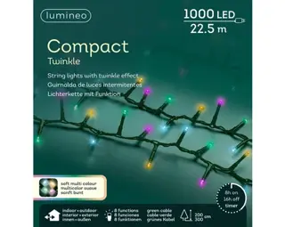 Compact LED Lights Twinkle - Lumineo - 1000 lampjes Soft Multicolor - afbeelding 3