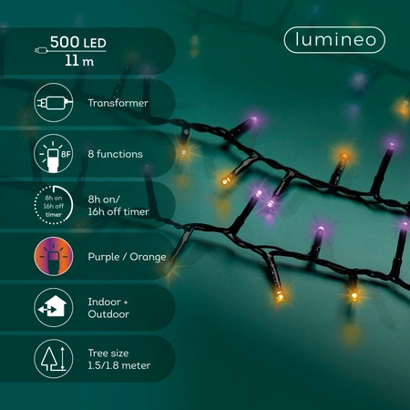 Compact LED Lights Twinkle - Lumineo - 500 lampjes Paars/Oranje - afbeelding 3