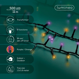 Compact LED Lights Twinkle - Lumineo - 500 lampjes Paars/Oranje - afbeelding 3