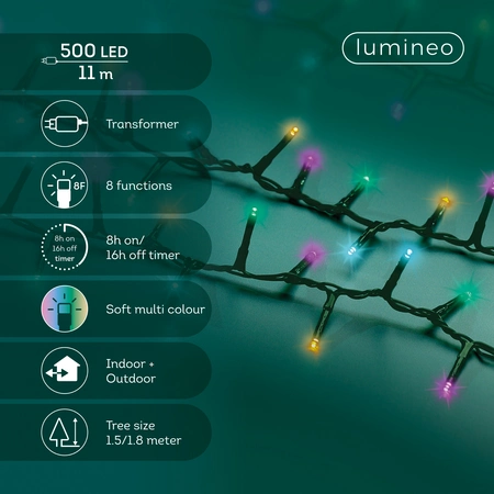 Compact LED Lights Twinkle - Lumineo - 500 lampjes Soft Multi colour - afbeelding 6