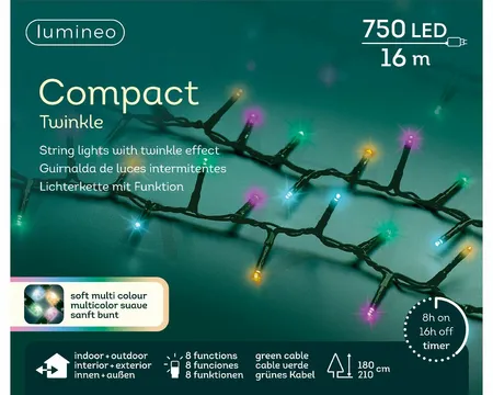 Compact LED Lights Twinkle - Lumineo -  750 lampjes Multicolor - afbeelding 2