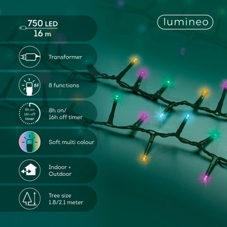 Compact LED Lights Twinkle - Lumineo - 750 lampjes Soft Multicolor - afbeelding 3