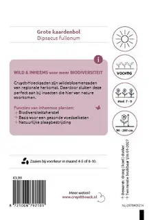 Cruydt-Hoeck Grote Kaardenbol - Dipsacus Fullonum