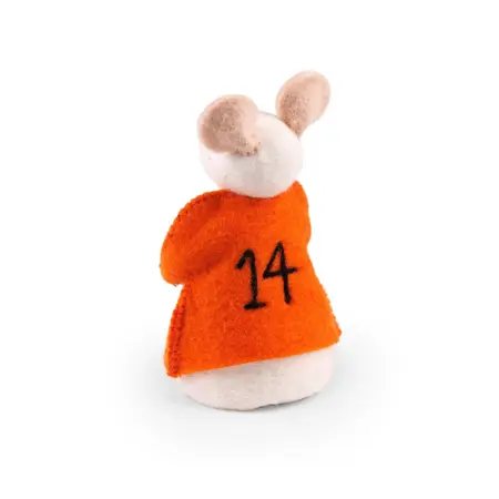 Decoratiemuis met Voetbal Vilt - Handgemaakte Fairtrade Decoratie - afbeelding 2