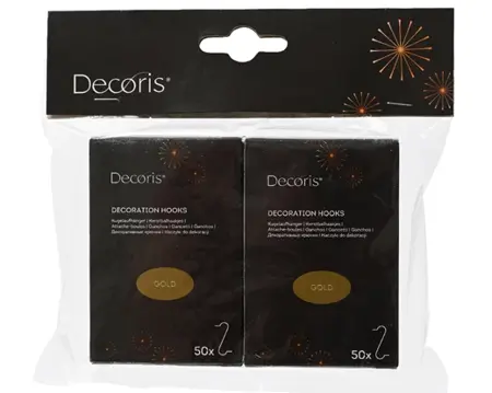 Decoris Kerstbalhaakjes Goud - 2 doosjes a 50 stuks