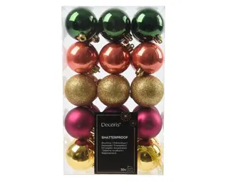 Decoris Kerstbalmix (30 stuks) Donker Mauve - Box