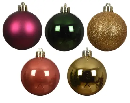Decoris Kerstbalmix (30 stuks) Donker Mauve
