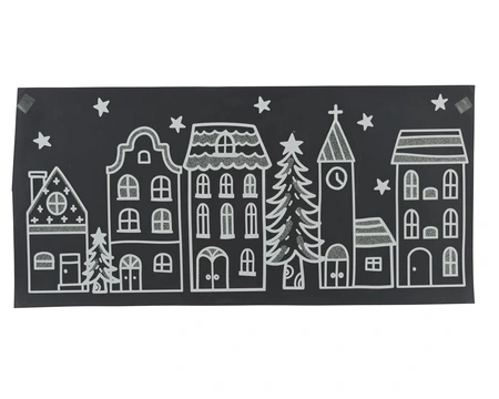 Decoris Raamdecoratie Geveltjes 49x23cm Wit - afbeelding 1