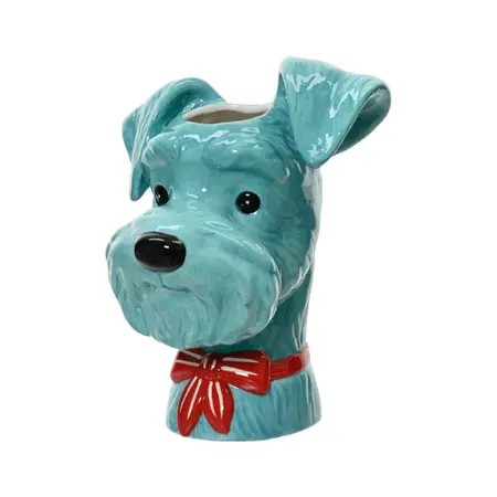 Decoris Vaas Fox Terrier – Blauw – H22 cm – Dolomiet