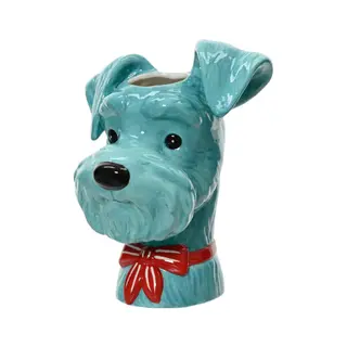 Decoris Vaas Fox Terrier – Blauw – H22 cm – Dolomiet