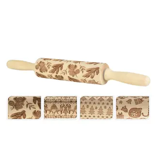 Deegroller met Kerstpatroon 5x35cm (assorti)