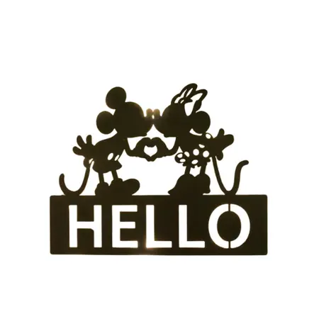 Metal door sign LED - Mickey & Minnie Hello