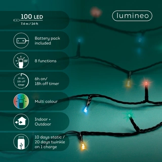 Duracharge Basic Twinkle - 100 LED Multi Colour (USB oplaadbaar) - afbeelding 2