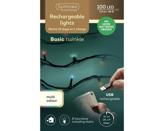 Duracharge Basic Twinkle - 100 LED Multi Colour (USB oplaadbaar) - afbeelding 6