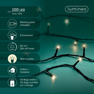 Duracharge Basic Twinkle - 100 LED Warm Wit (USB oplaadbaar) - afbeelding 2