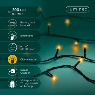 Duracharge Basic Twinkle - 200 LED Klassiek Warm (USB oplaadbaar) - afbeelding 2