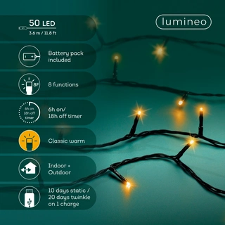 Duracharge Basic Twinkle - 50 LED Klassiek Warm (USB oplaadbaar) - afbeelding 2