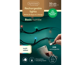 Duracharge Basic Twinkle - 50 LED Multi Colour (USB oplaadbaar) - afbeelding 6