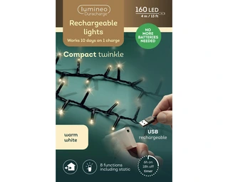 Duracharge Compact Twinkle - 160 LED Warm Wit (USB oplaadbaar)