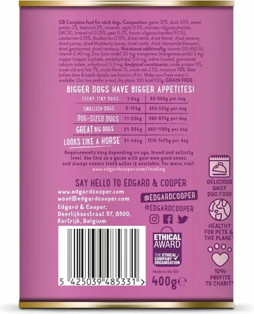 Edgard & Cooper - Hond Blik Adult Wild & Eend 400g - afbeelding 3