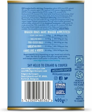 Edgard & Cooper - Hond Blik Adult Zalm & Kalkoen 400g - afbeelding 2