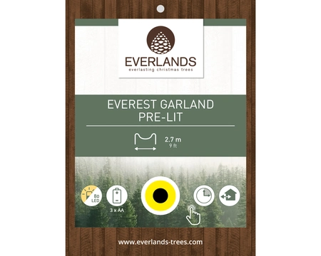 Everlands Everest Kerstguirlande 2,7m met 80 LED lampjes - afbeelding 2