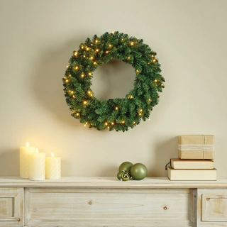 Everlands Everest Kerstkrans met LED Ø50 cm – 60 LED - afbeelding 3