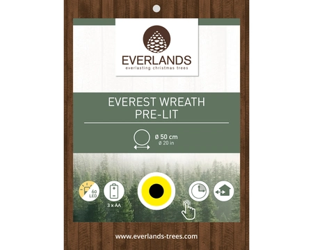 Everlands Everest Kerstkrans met LED Ø50 cm – 60 LED - afbeelding 2