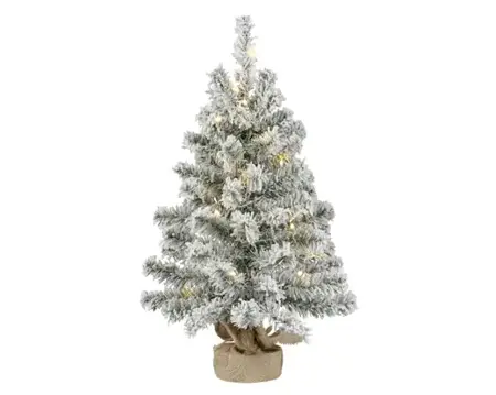 Everlands Kunstkerstboom - met nepsneeuw en verlichting - H60 cm