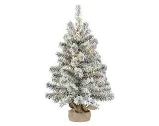 Everlands Kunstkerstboom - met nepsneeuw en verlichting - H60 cm