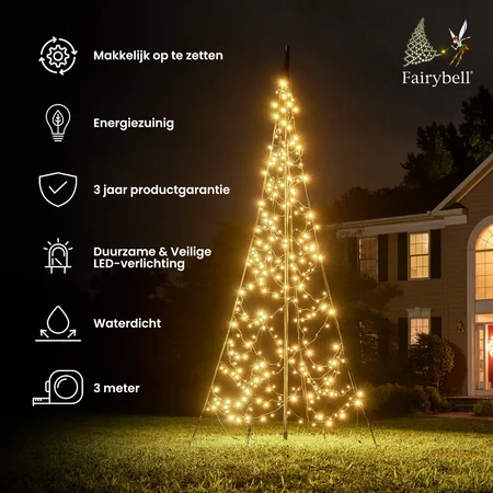 Fairybell Kerstboom voor buiten - Allsurface H300cm 320led Warmwit met Twinkle - afbeelding 2