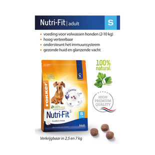 Fokker Hondenvoer Nutri-Fit S - Voor volwassen honden kleine rassen - 2,5kg - afbeelding 2