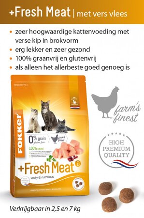 Fokker Kattenvoer +Fresh Meat - 2,5kg - afbeelding 2