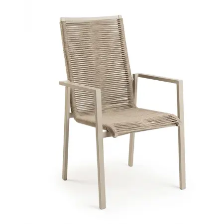 Foxx Alu Rope Stapelbare Armstoel Champagne - Tierra Outdoor