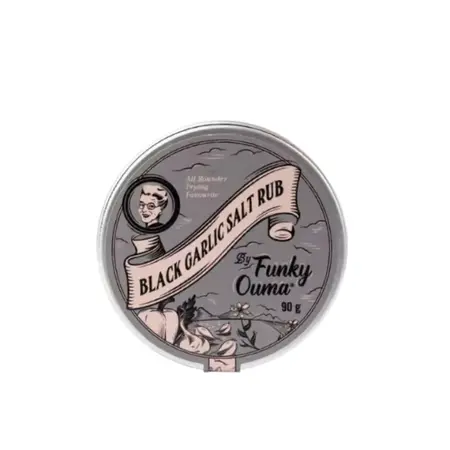 Funky Ouma Travel Tin: Black Garlic Salt 90g - afbeelding 1
