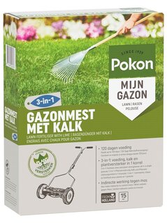 Pokon Gazonmest met Kalk 3-in-1 voor 15m2