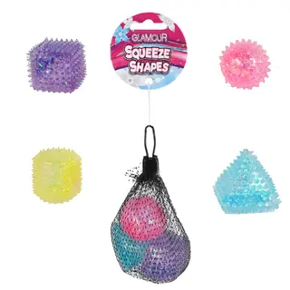 Glamour Antistress Knijpvormpjes - netje met 4 stuks