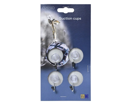 Haken Plastic met Zuignap wit - 4 stuks