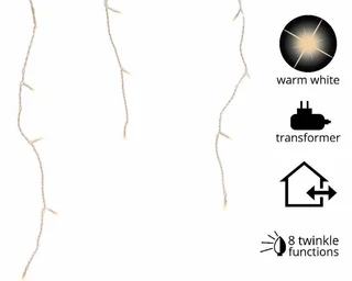 LED Icicle Lights Twinkle - Lumineo - 175 lampjes warm wit / wit snoer - afbeelding 2