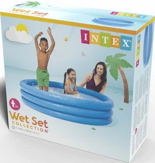 Intex Crystal 3‑Ring Zwembad – Ø 147 × 33 cm – Blauw Vinyl