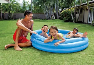 Intex Crystal 3‑Ring Zwembad – Ø 147 × 33 cm – Blauw Vinyl