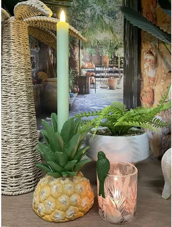 Kandelaar Pineapple Polystone H18cm - afbeelding 2